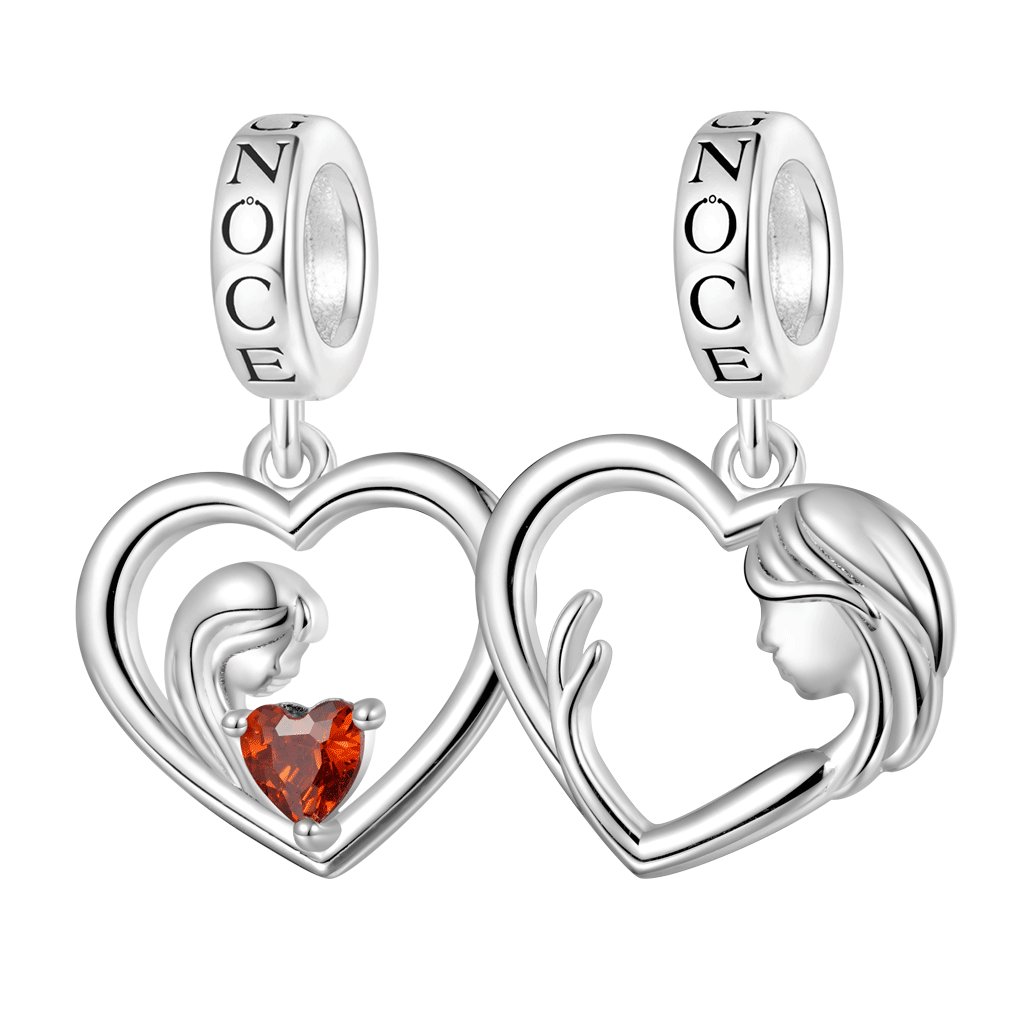 Gnoce Mother's Day Mother Hug Daughter Heart Double Pendant Dangle Charm_1