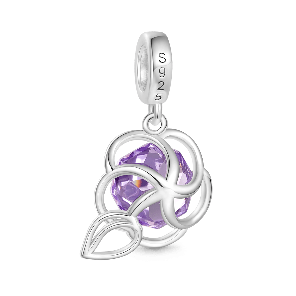 Gnoce Rose-cut Birthstone Floral Pendant Dangle Charm_2