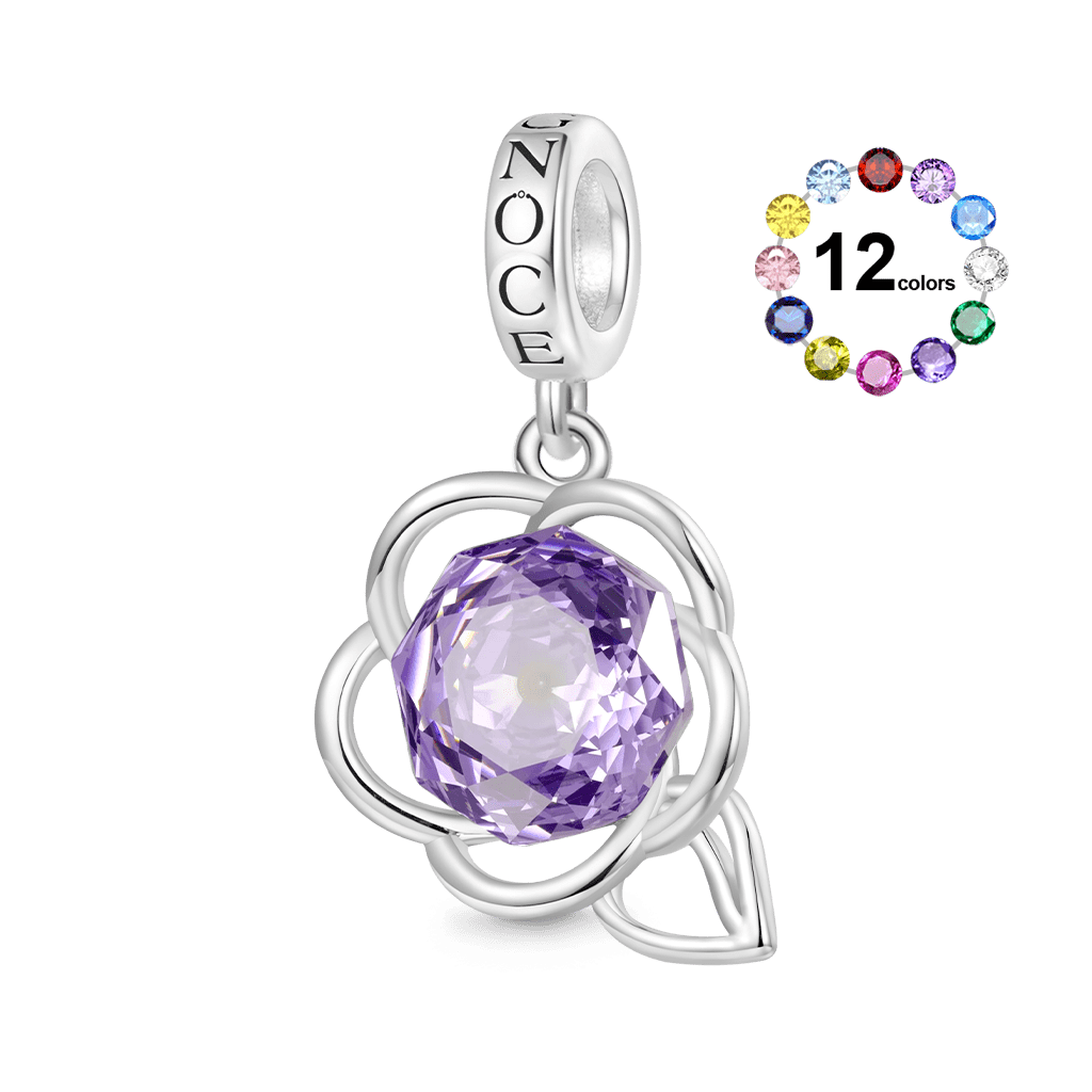 Gnoce Rose-cut Birthstone Floral Pendant Dangle Charm_1