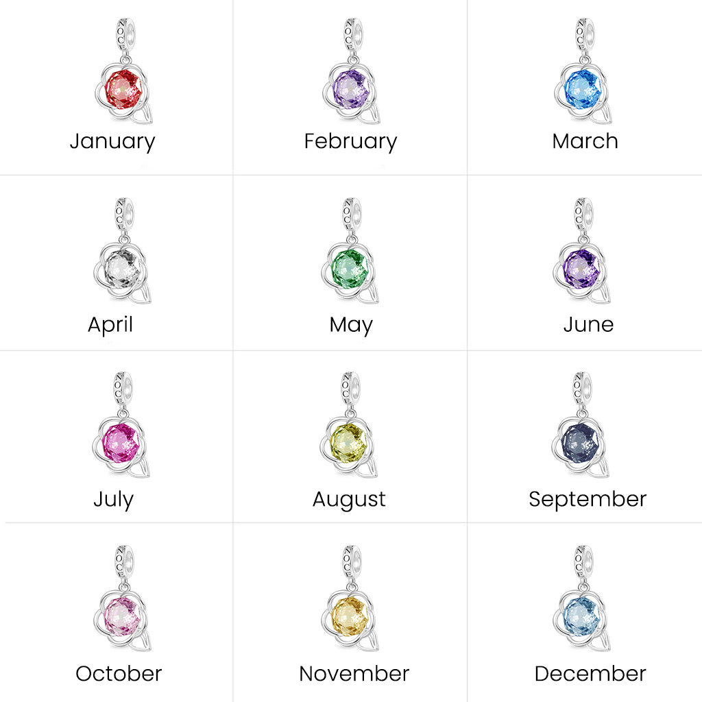 Gnoce Rose-cut Birthstone Floral Pendant Dangle Charm_4