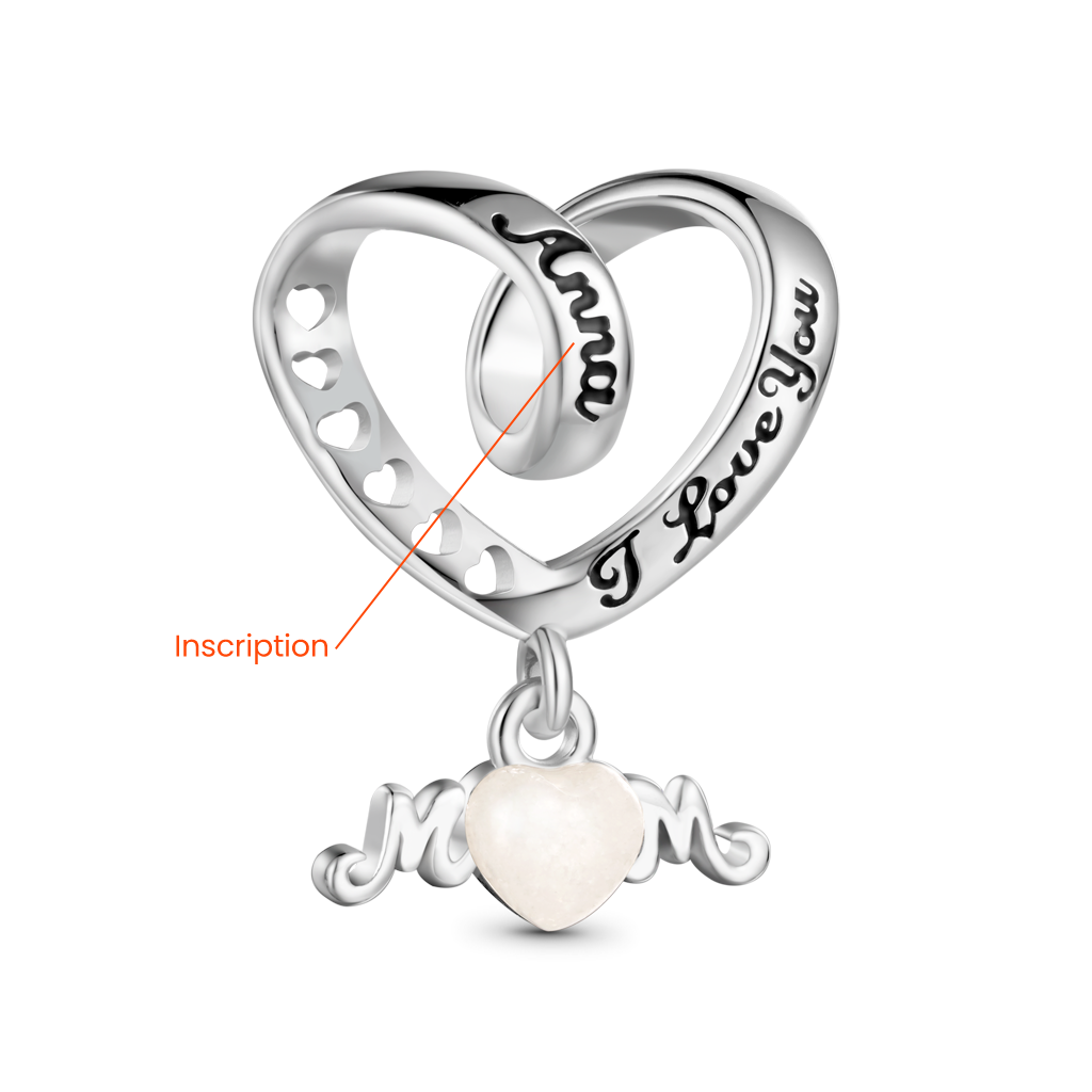 Gnoce Engravable 'I love you' MoM Glow-in-the-Dark Heart Charm_2