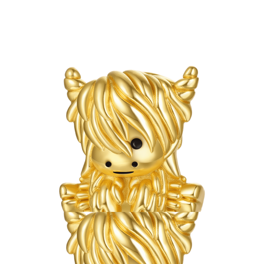 Gnoce 18K Solid Gold Scottish Highland Cow Charm_1