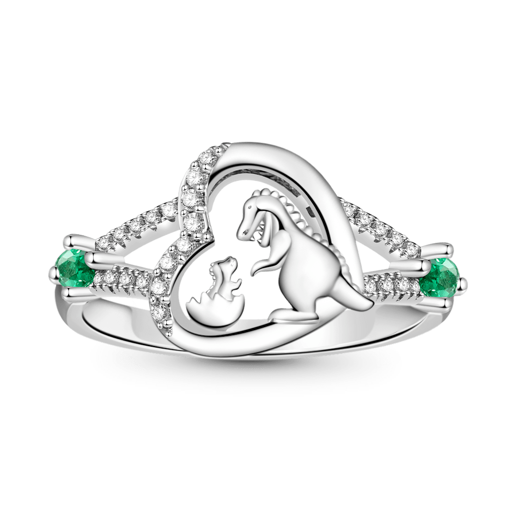 Gnoce Dinosaur Mother and Child Heart Ring_1