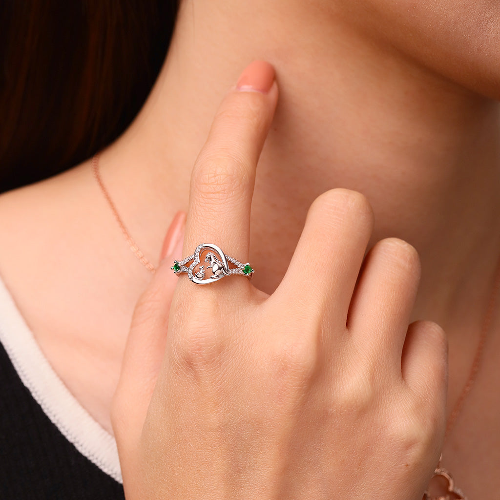 Gnoce Dinosaur Mother and Child Heart Ring_4