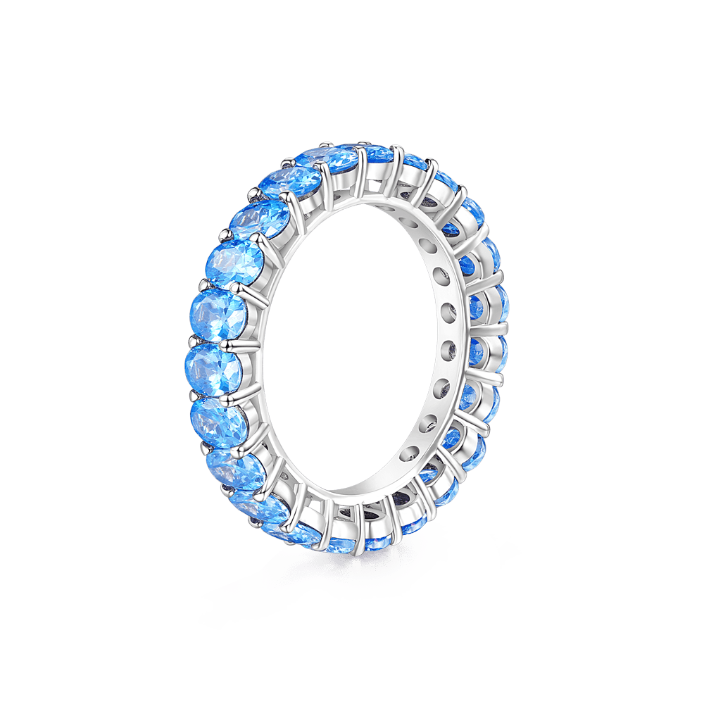 Aquamarine Oval-cut Eternity Band Ring_2