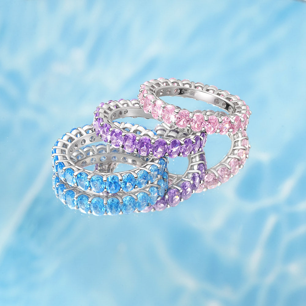 Aquamarine Oval-cut Eternity Band Ring_4