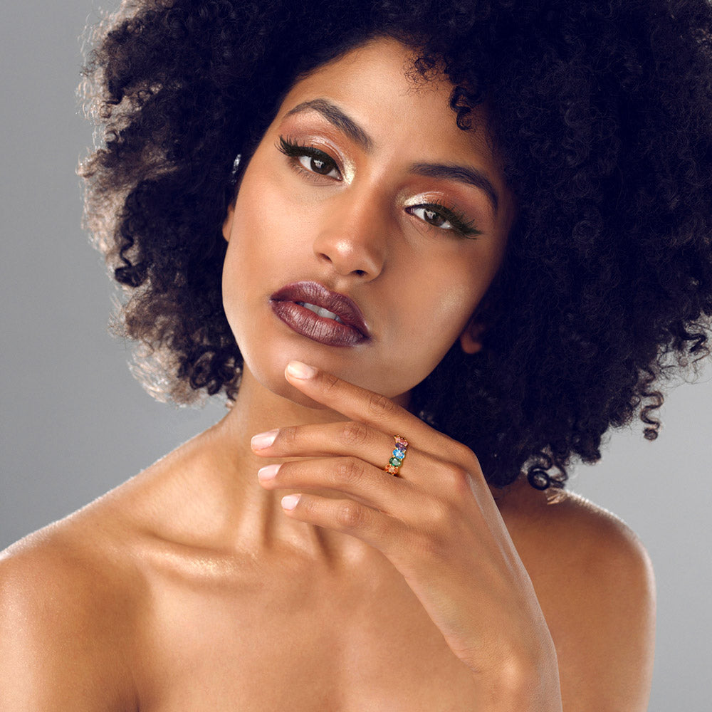 Rainbow Oval-cut Eternity Band Ring_5