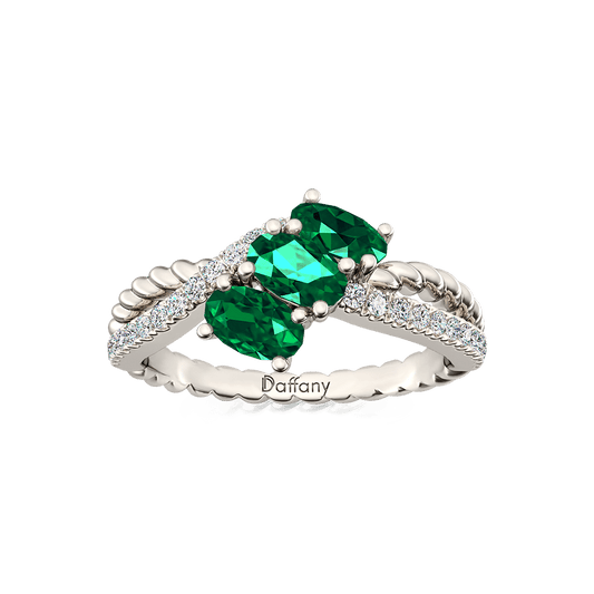 Oval Emerald Three Stone Twisted Infinity Engagement Ring_1