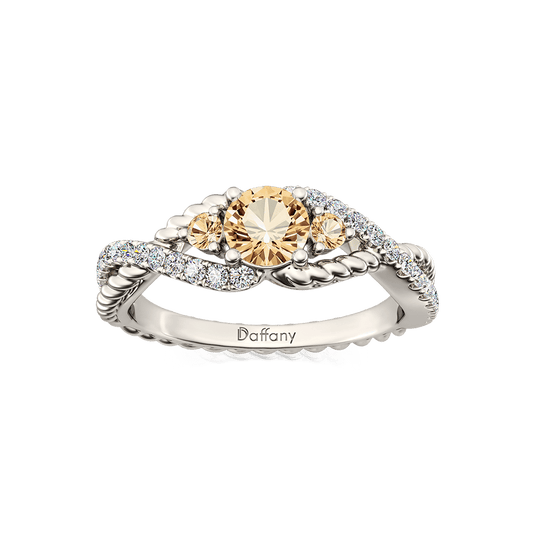 Gnoce Champagne Three Stone Twisted Infinity Engagement Ring_1