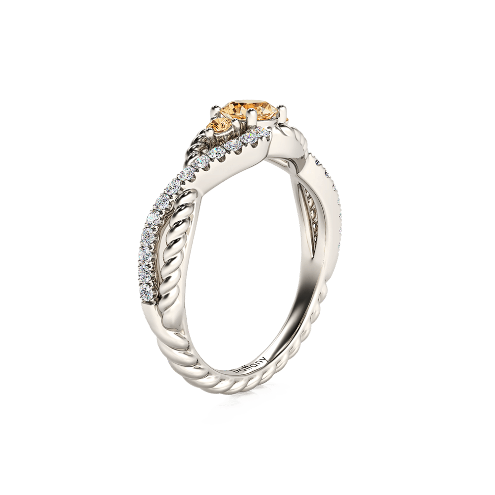 Gnoce Champagne Three Stone Twisted Infinity Engagement Ring_3