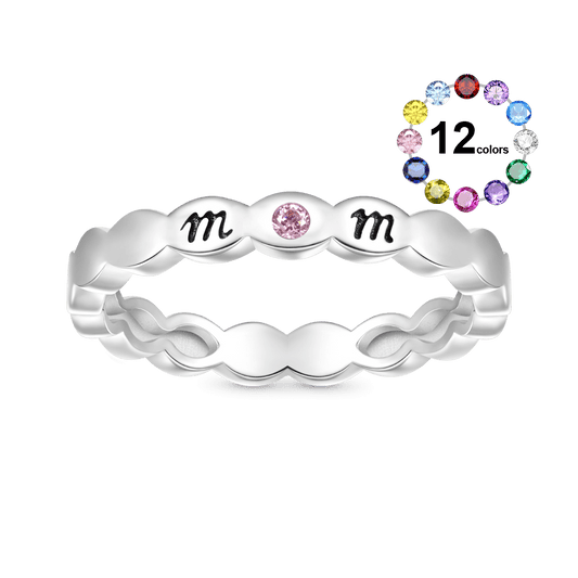 Gnoce Mom Heart Birthstone Teardrop Eternity Band Ring_1