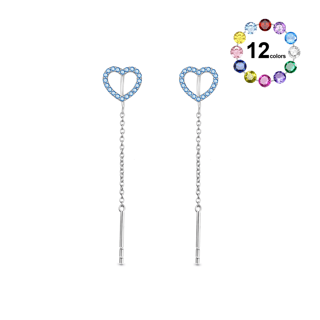 Gnoce Personalized Open Heart Threaders Earrings_1
