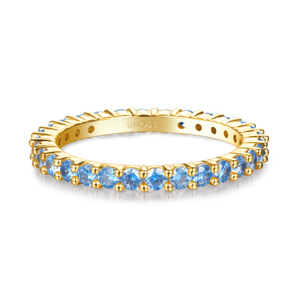 Gnoce Aquamarine Round-cut Statement Eternity Band Ring_1