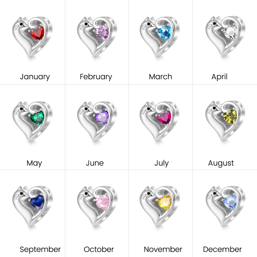 Gnoce Cat Love Heart Engravable Birthstone Charm_3