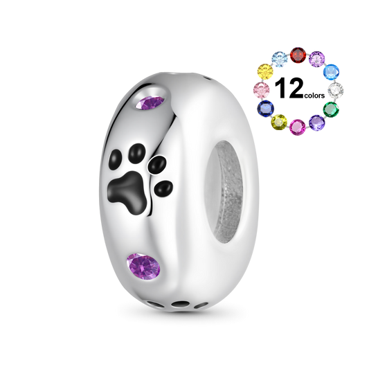 Gnoce Pet Paw Prints Birthstone Stopper Charm_1