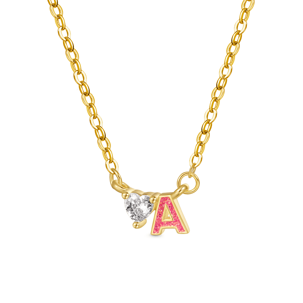 Gnoce Personalized Initial A Birthstone Gold Necklace_1
