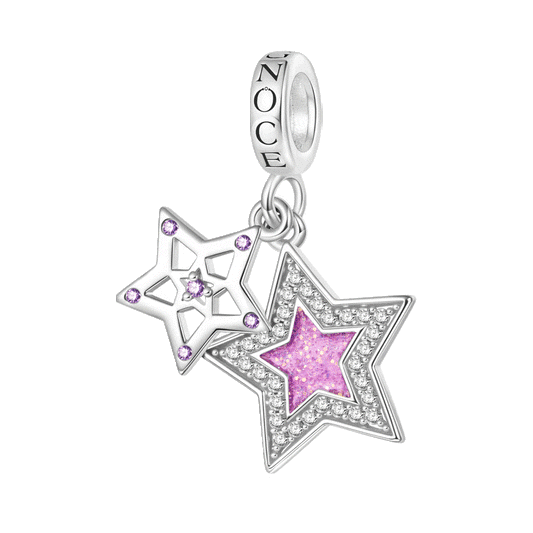 Gnoce Engravable Purple Glitter Star Glow-in-the-Dark Pendant Dangle Charm_1
