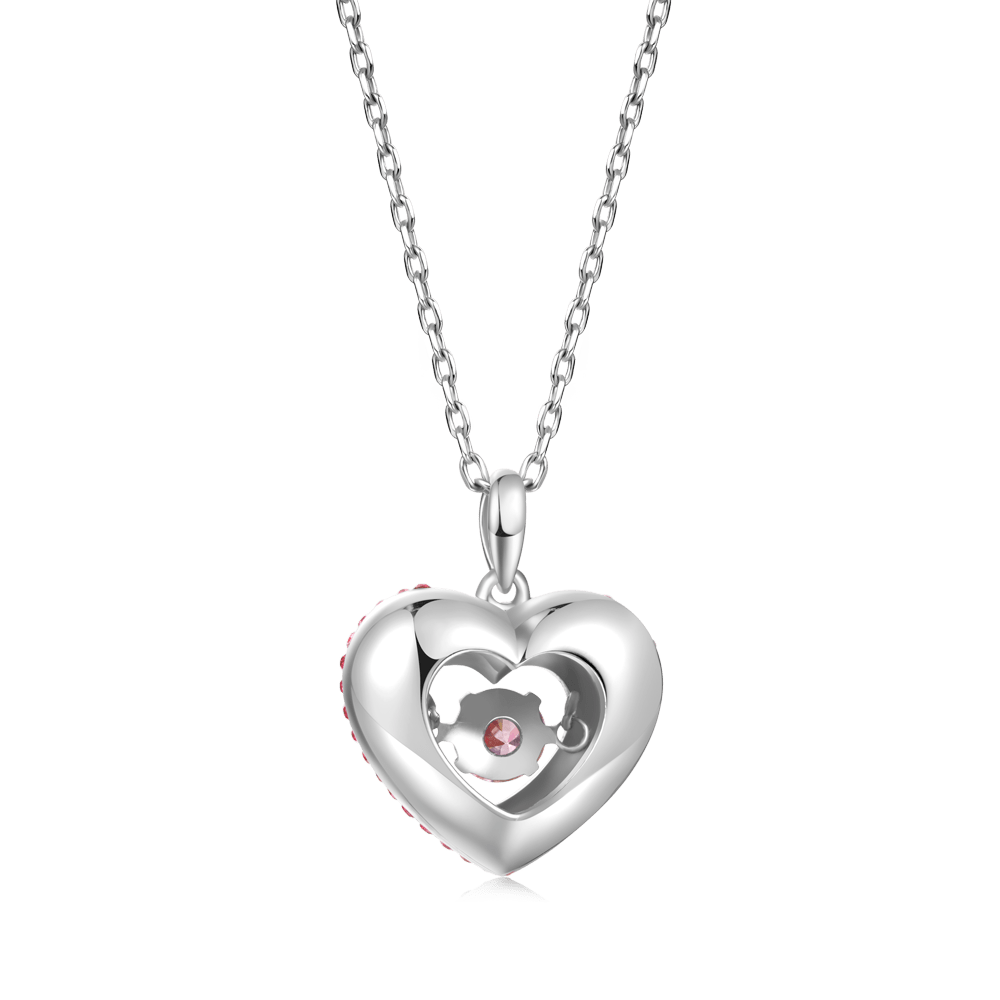 Sparkling Pavé Heart Dancing Birthstone Pendant Necklace_3