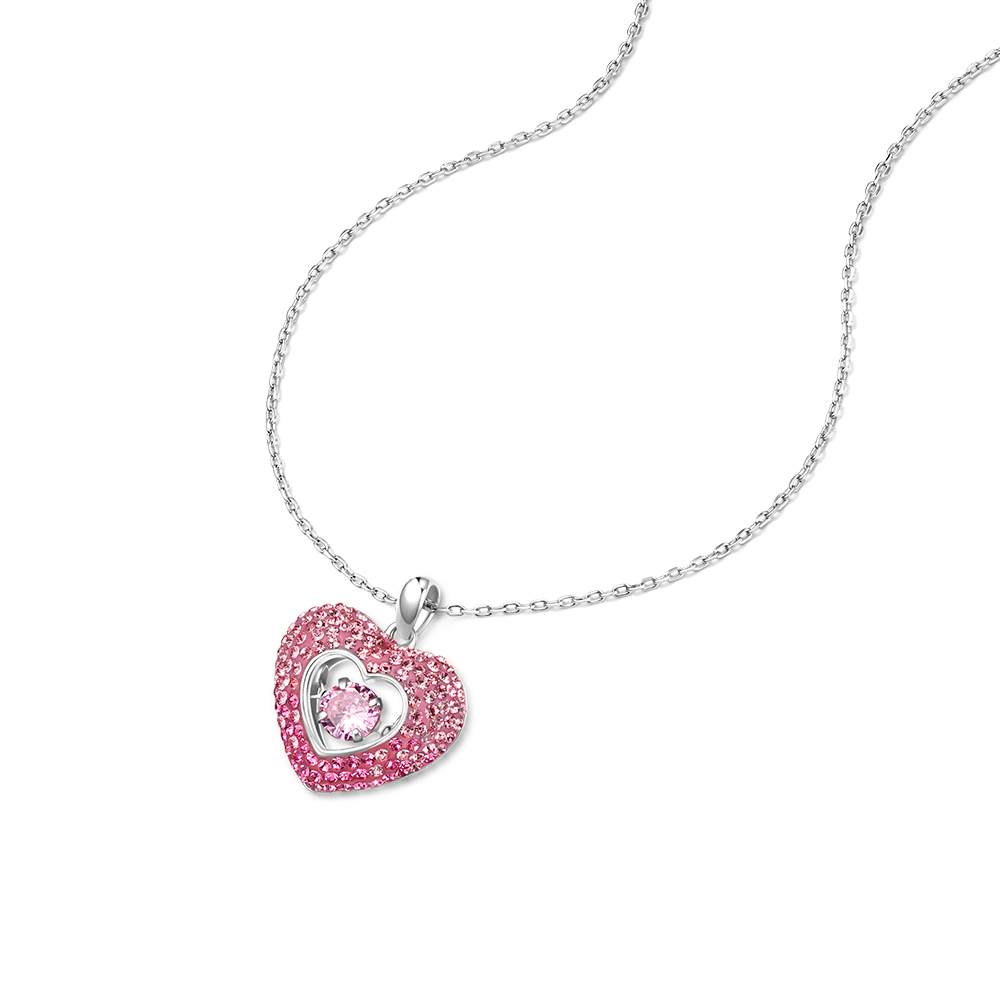 Sparkling Pavé Heart Dancing Birthstone Pendant Necklace_2