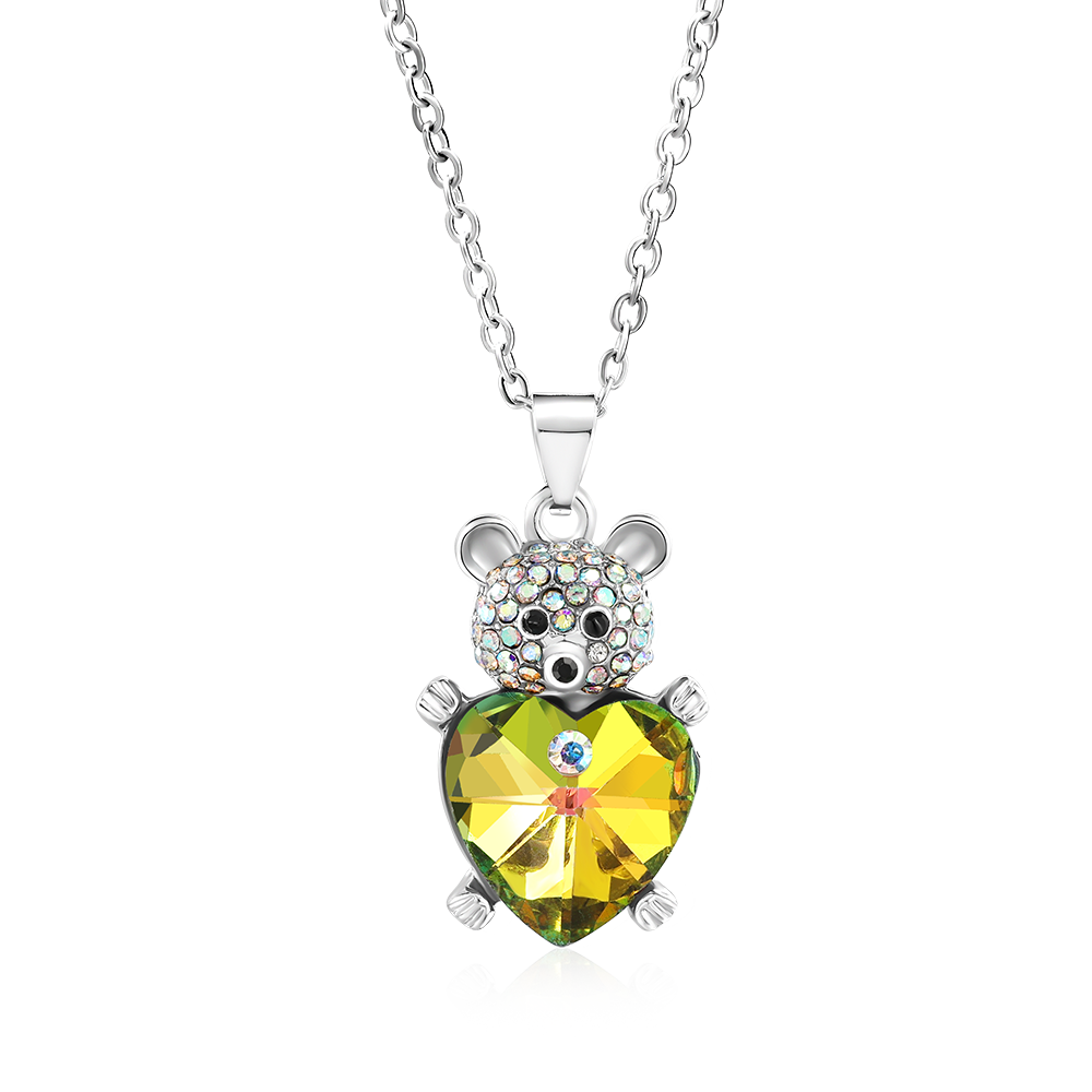 Gnoce Bear Embrace Heart Pendant Necklace_1