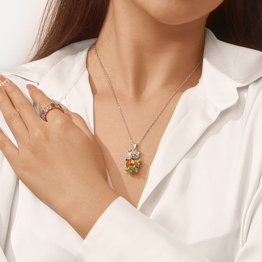 Gnoce Bear Embrace Heart Pendant Necklace_6