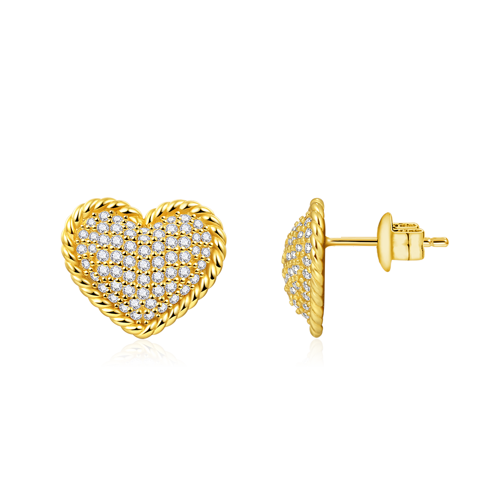 Gnoce Paved Heart Twisted Rope Stud Earrings_2