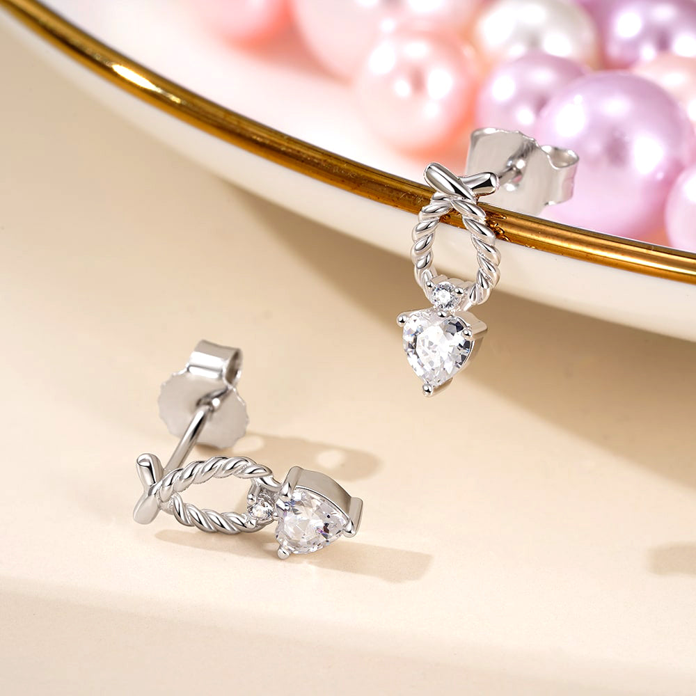 Gnoce Heart Twisted Rope Stud Earrings_4