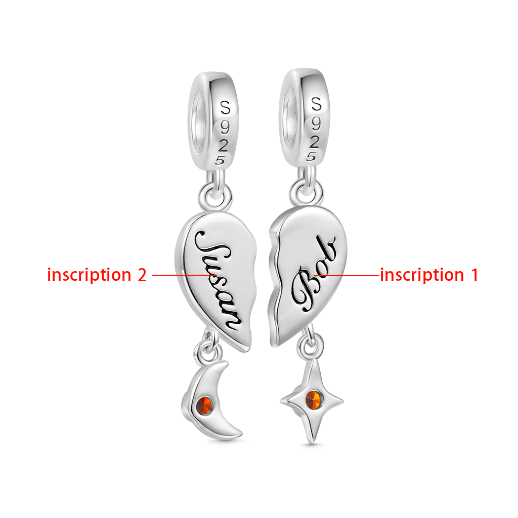 Gnoce Love Engravable Name Birthstone ‘Happy birthday’ Double Pendant Dangle Charm_3