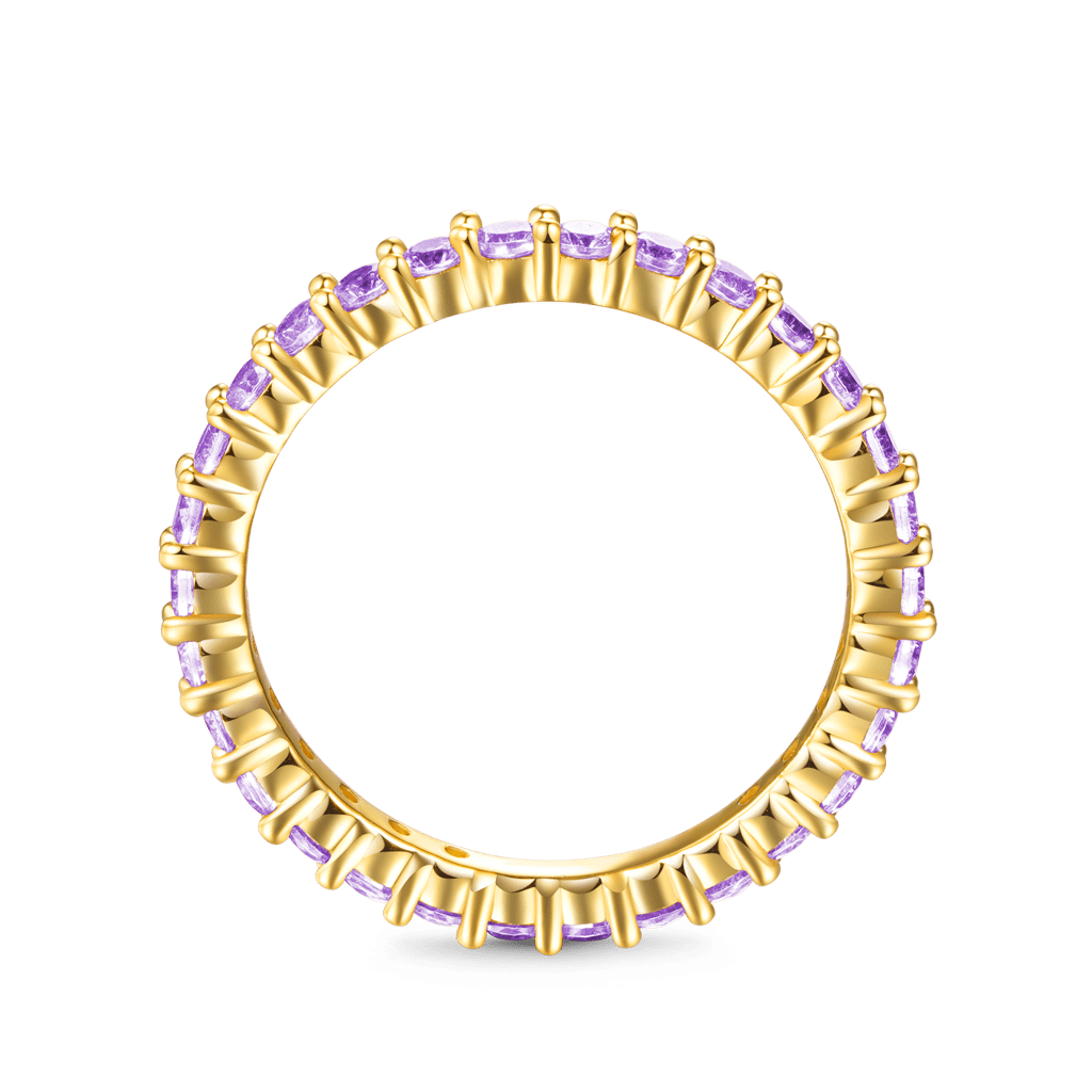 Gnoce Amethyst Round-cut Statement Eternity Band Ring_2