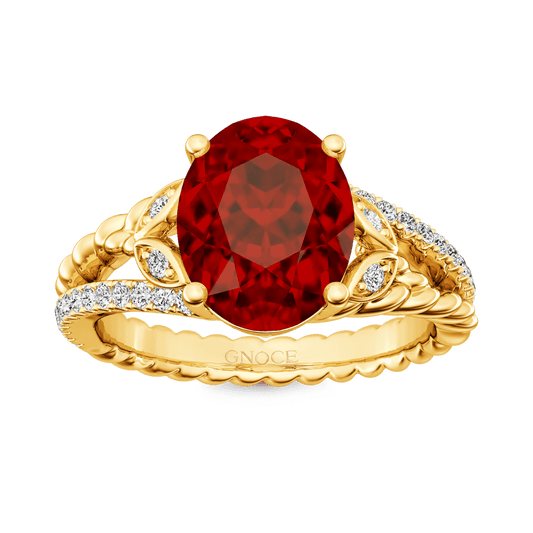 Gnoce Garnet Oval-cut Vintage Split Shank Engagement Ring Birthstone Ring_1