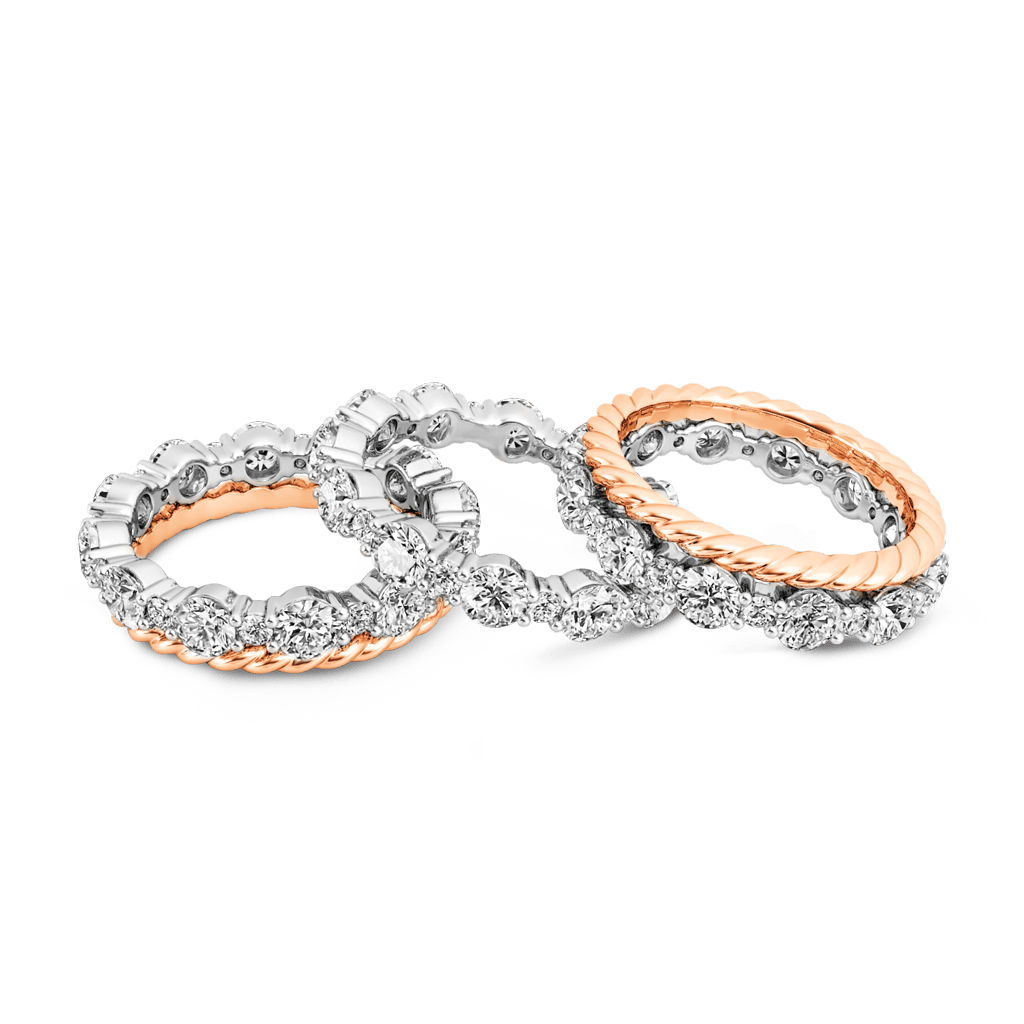 Gnoce Stackable Two-tone Paved Trio Ring Set_3
