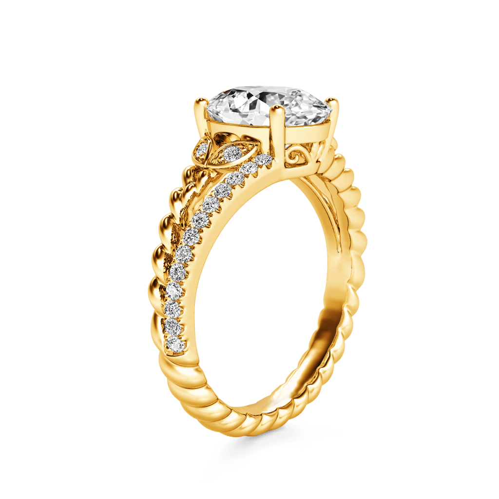 Gnoce Diamond Oval-cut Vintage Split Shank Engagement Birthstone Ring_2