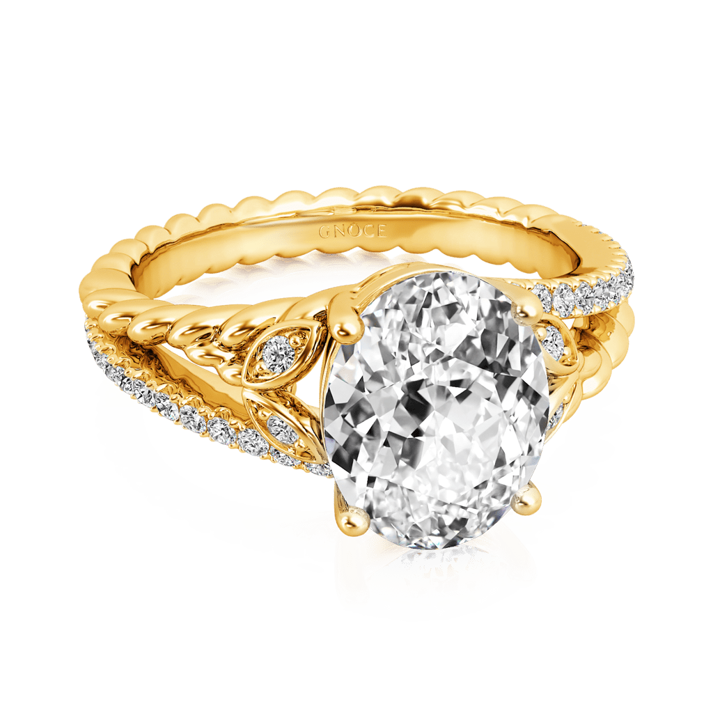 Gnoce Diamond Oval-cut Vintage Split Shank Engagement Birthstone Ring_4