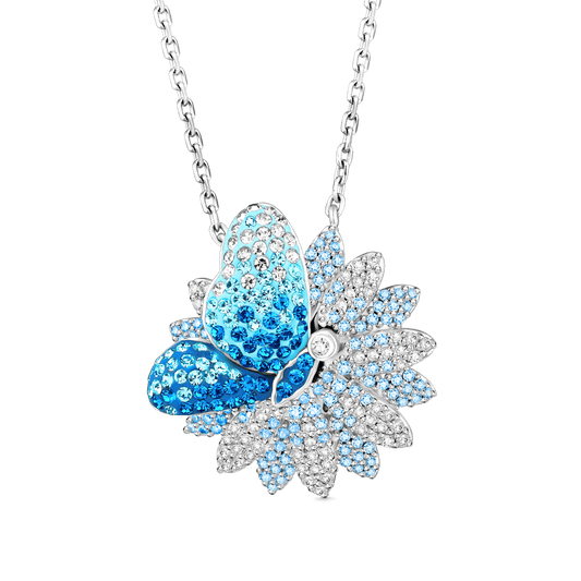 Gnoce Butterfly Daisy Pendant Necklace_1