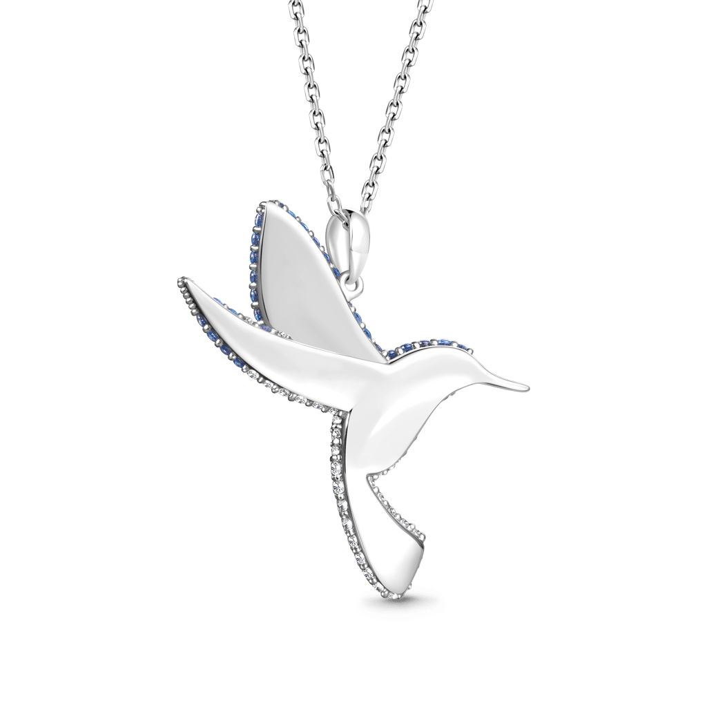 Gnoce Sparkling Hummingbird Pavé Pendant Necklace_4