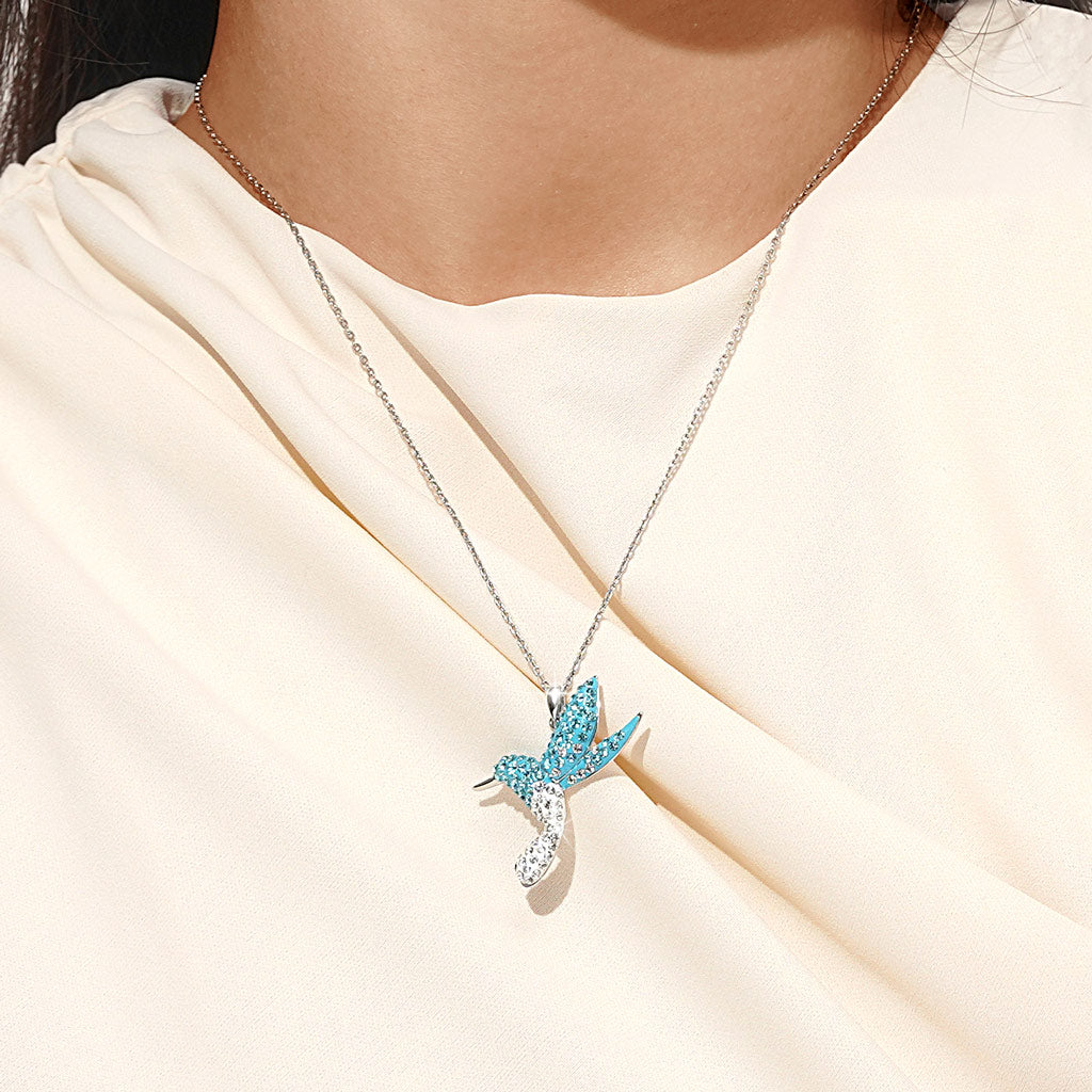 Gnoce Sparkling Hummingbird Pavé Pendant Necklace_6