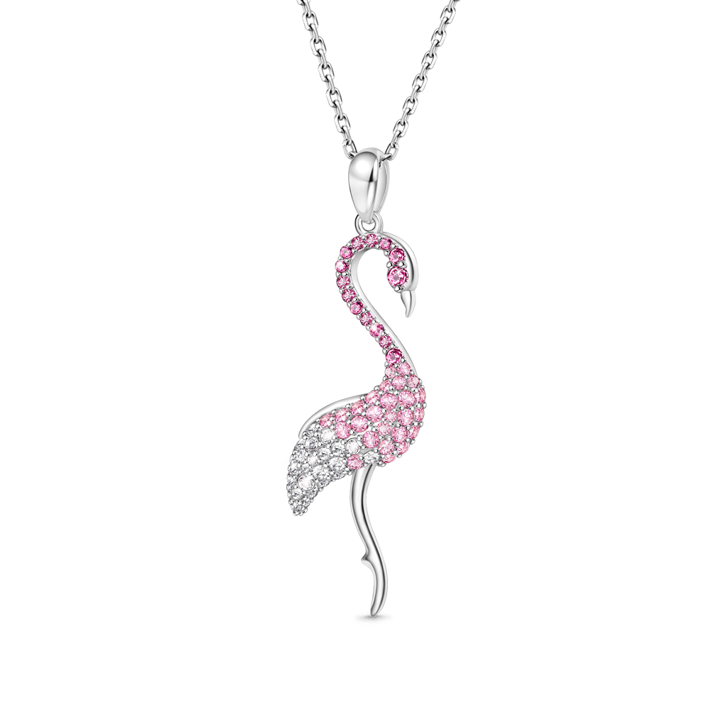 Gnoce Gradient Pink Flamingo Pave Pendant Necklace_1