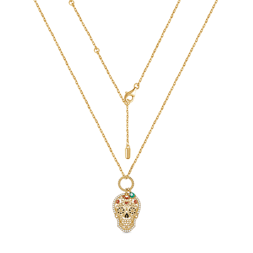 Gnoce Sugar Skull Twisted Rope Pendant Necklace_2