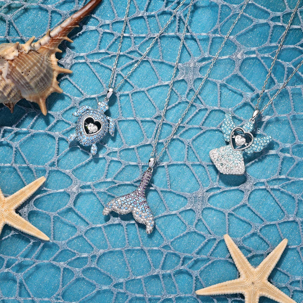 Gnoce Turtle Dancing Heart Pendant Necklace_5