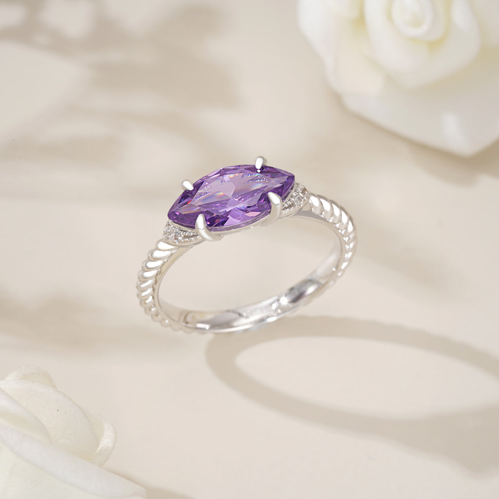 Gnoce Marquise Amethyst Twisted Rope Engagement Ring_4