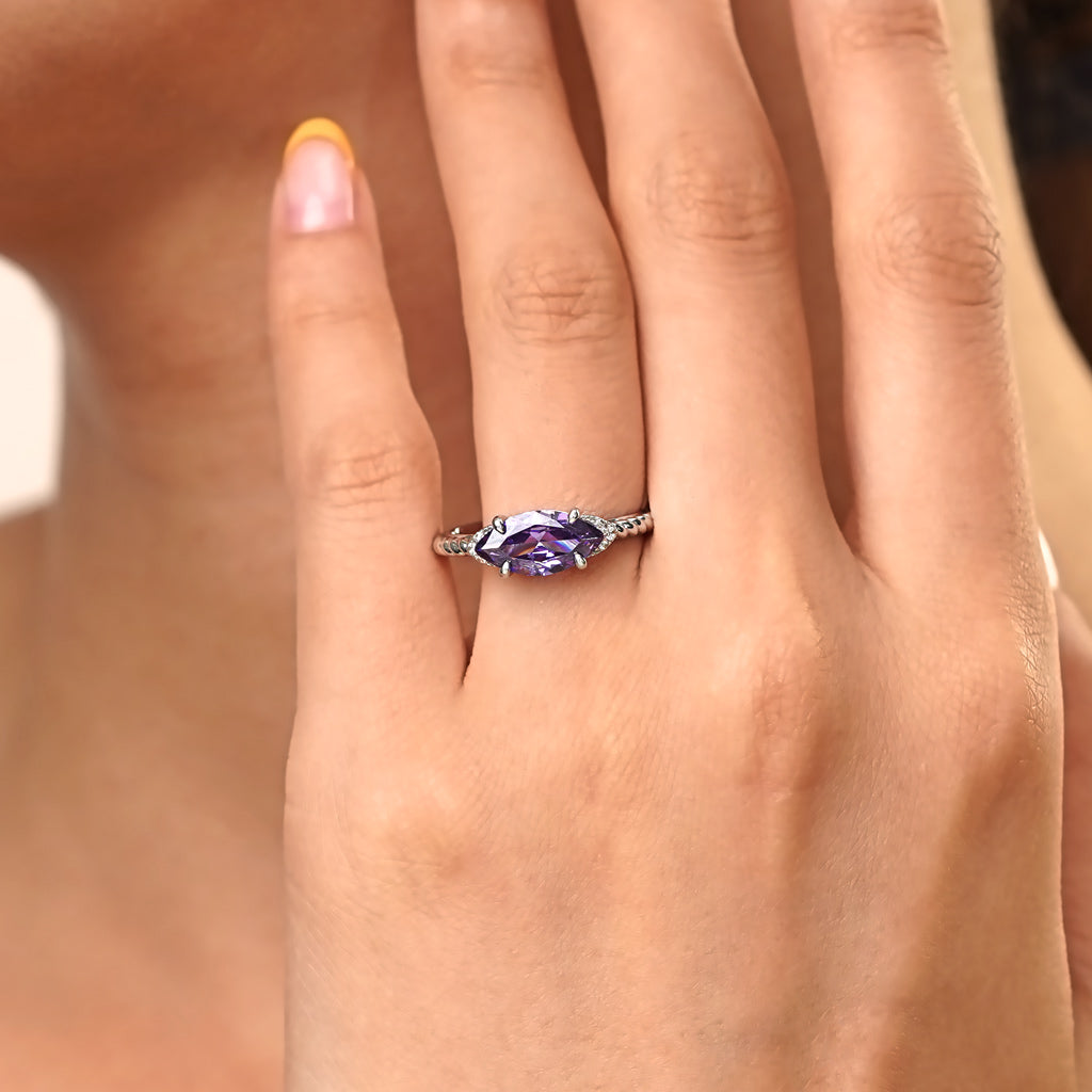 Gnoce Marquise Amethyst Twisted Rope Engagement Ring_6