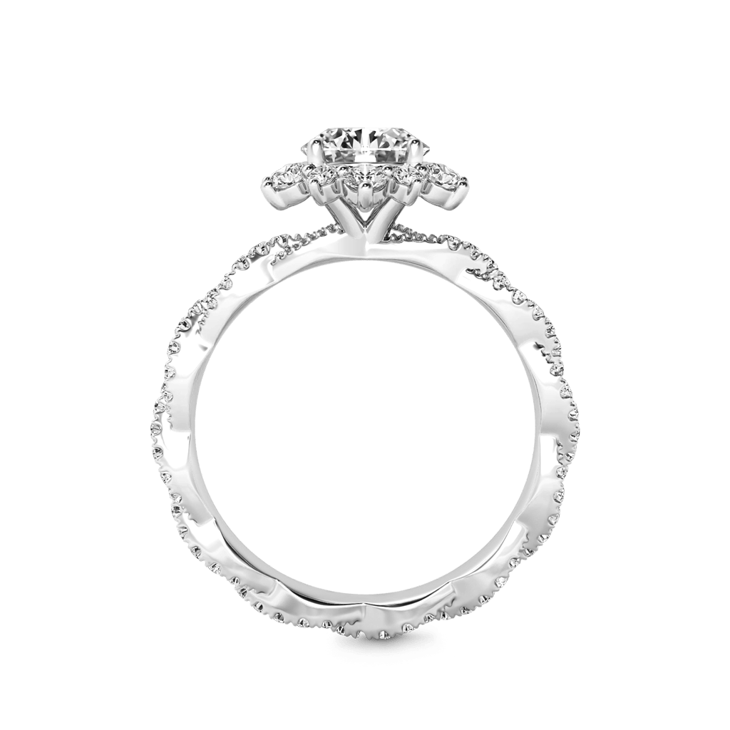 Gnoce Round Cut Cluster Twisted Engagement Ring_3