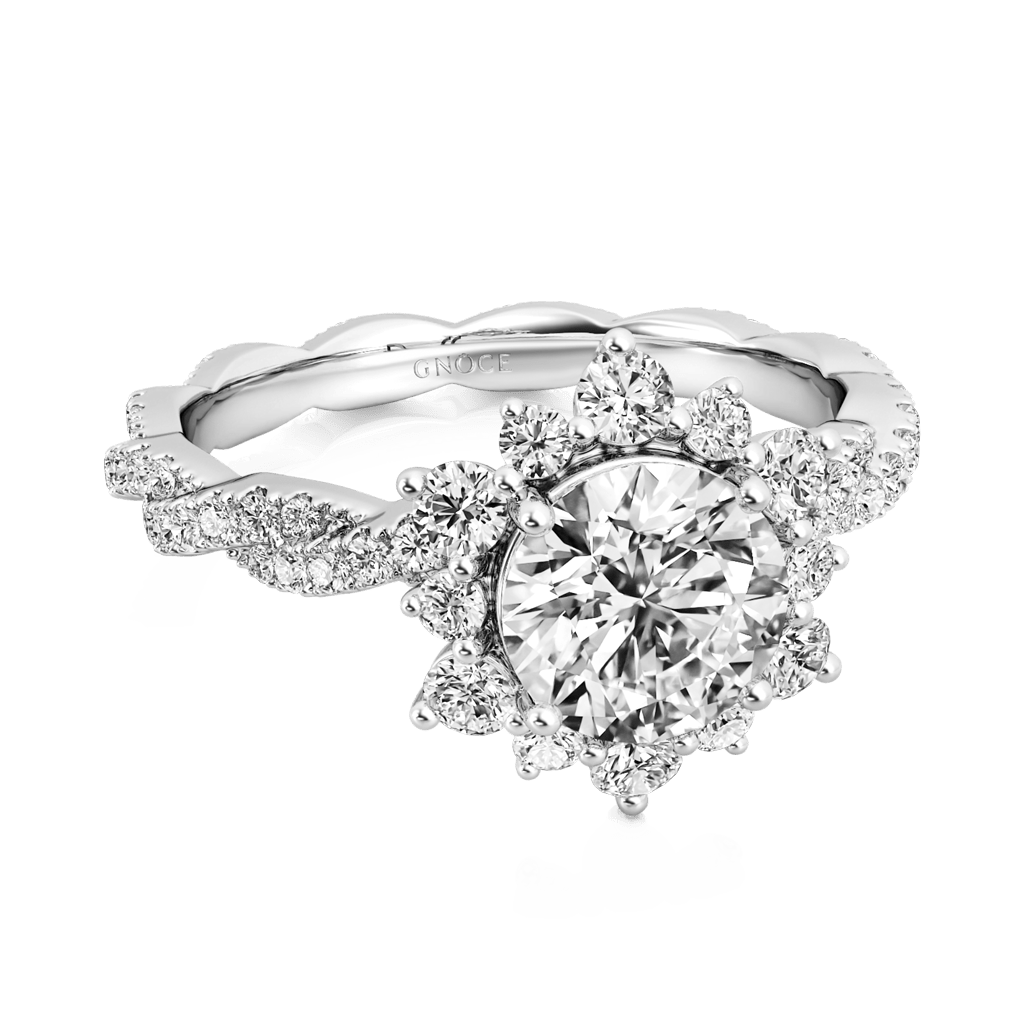 Gnoce Round Cut Cluster Twisted Engagement Ring_2