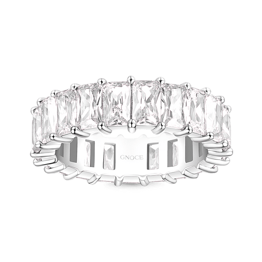 Gnoce White Topaz Baguette Cut Eternity Band Ring_1