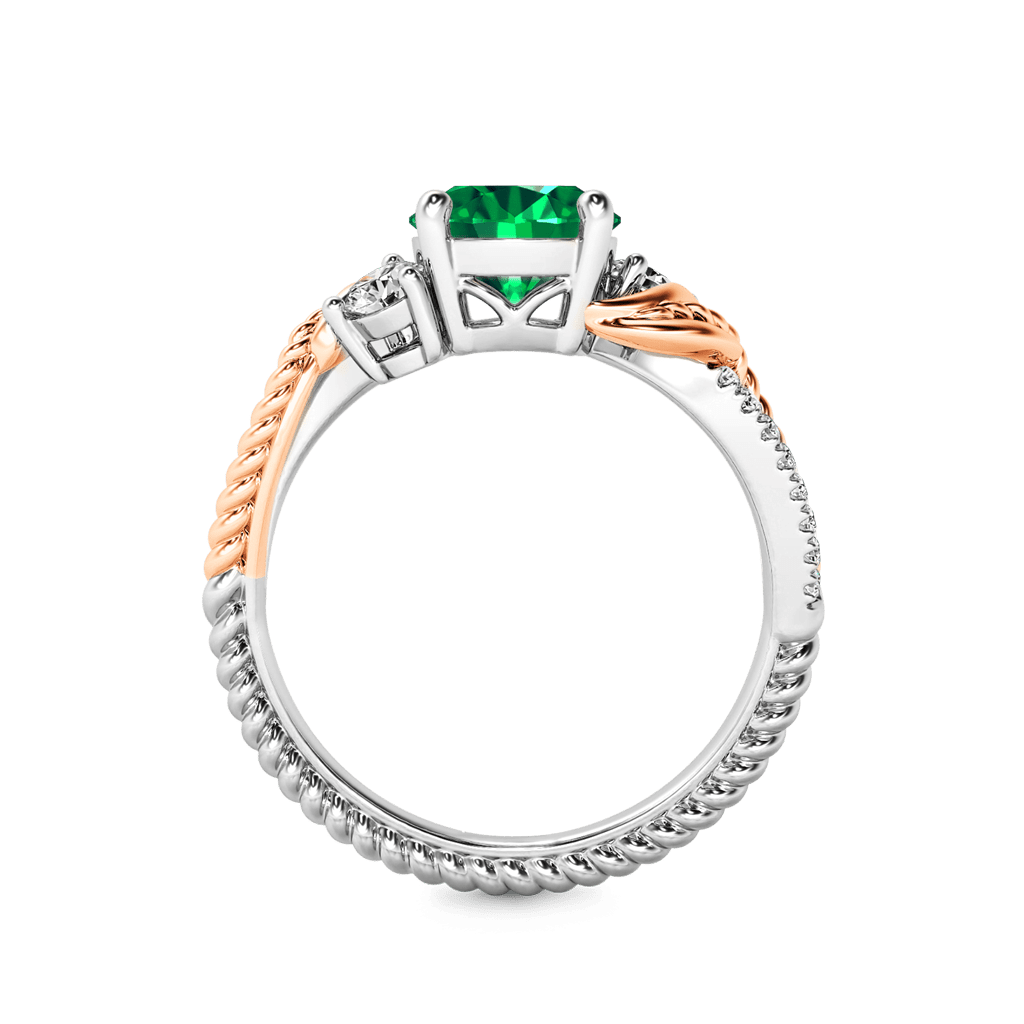 Gnoce Two-tone Three Stone Twisting Birthstone Ring_2
