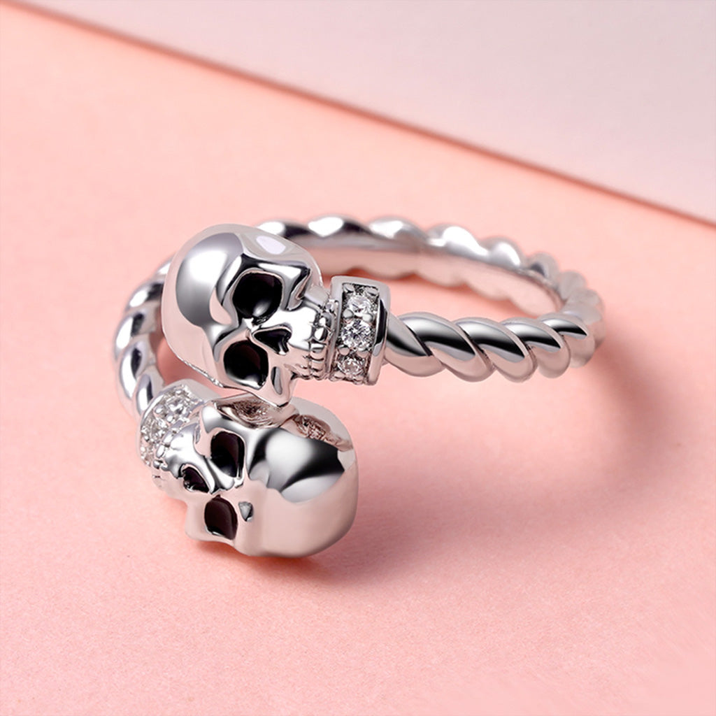 Gnoce Adjustable Skulls Twisted Rope Fashion Ring_4