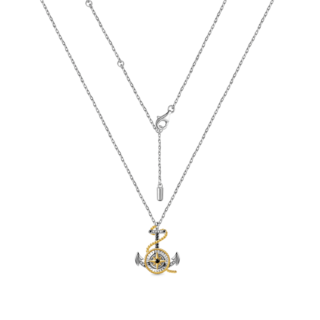 Gnoce Anchor & Compass Twisted Rope Pendant Necklace_2