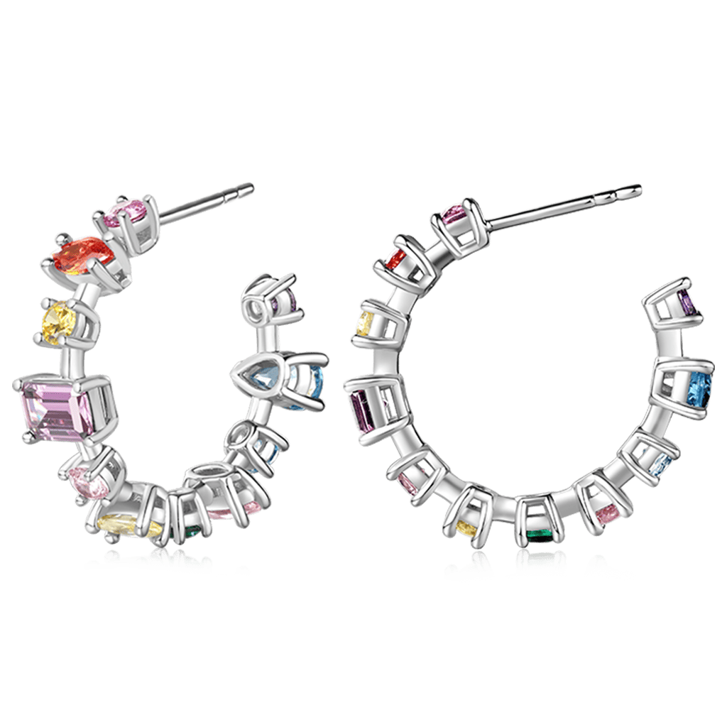 Gnoce Mixed Cuts & Multicolored Hoop Earrings_3