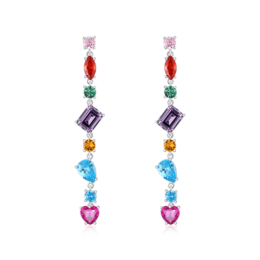 Gnoce Mixed Shape Multicolor Rainbow Drop Earrings_1
