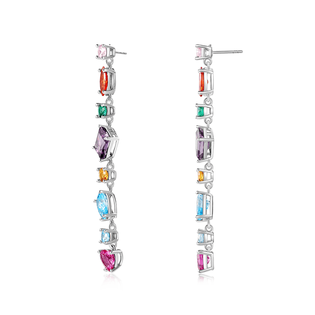 Gnoce Mixed Shape Multicolor Rainbow Drop Earrings_2